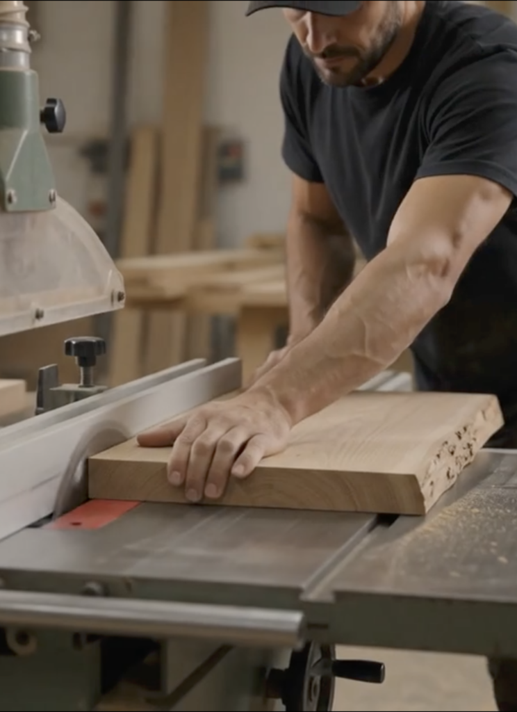 Estudio de madera con iluminación cálida